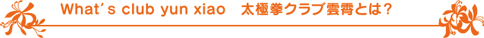 What’s club yun xiao 太極拳クラブ雲霄とは? What’s club yun xiao 太極拳クラブ雲霄とは?